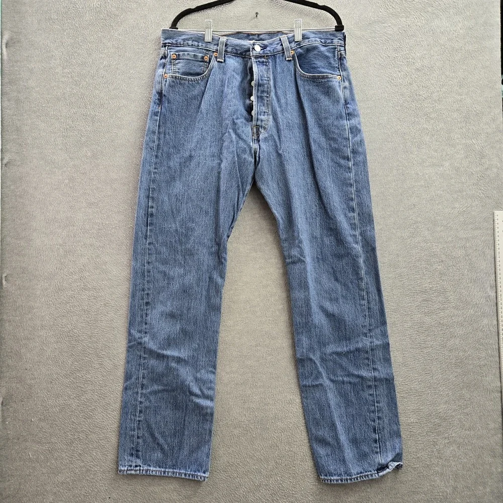 Levi's 501 Men Jeans 36X32‎ Blue Denim Original Fit Straight Leg Button Fly